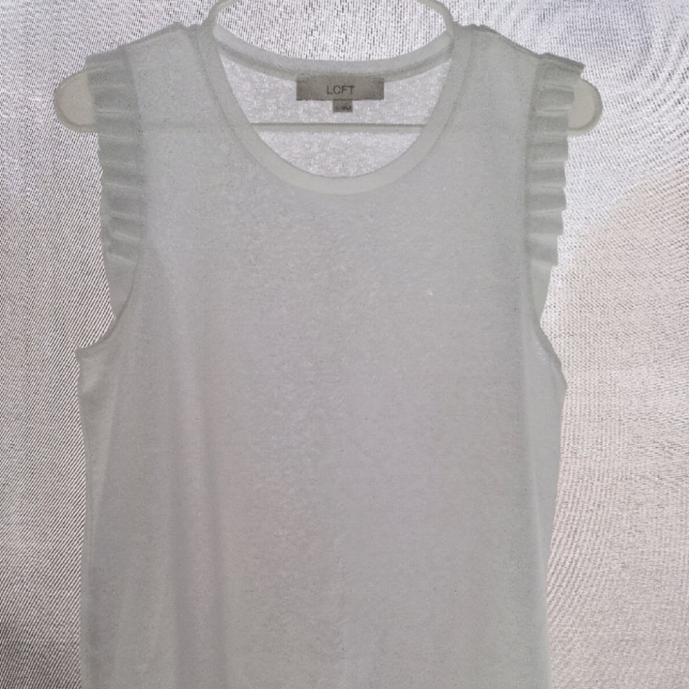 Loft white tank with ruffle sleeves Size M.